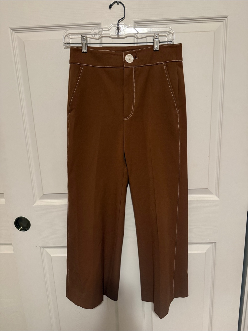 Zara Wide-Leg Brown ankle pants